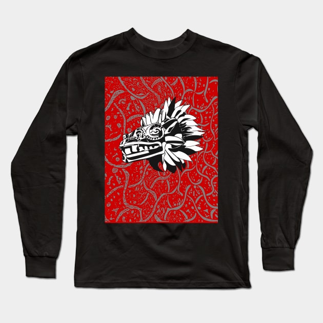 Red Quetzalcoatl Long Sleeve T-Shirt by Digital GraphX